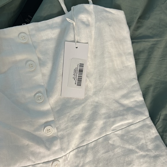 Reformation huckleberry white linen summer dress NWT size 8 - Picture 4 of 15